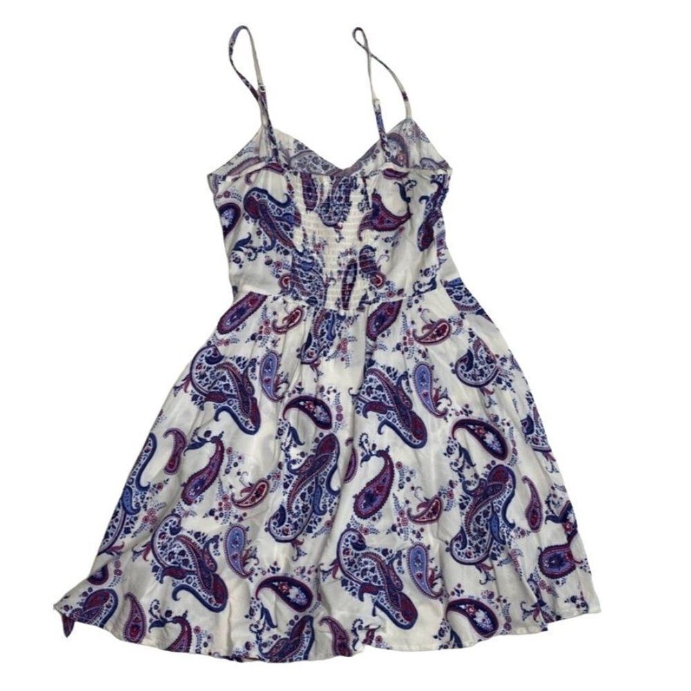 Cotton‎ On White Blue Paisley Smocked Fit & Flare Dress Sz XS - Picture 2 of 9